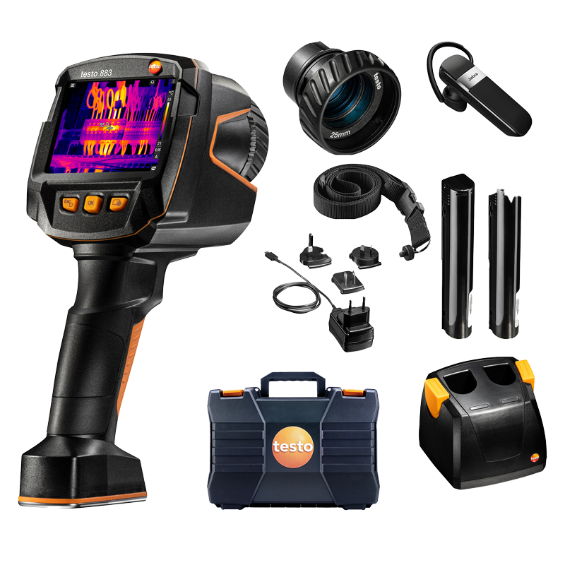 testo 883-2 – mätset med vidvinkel- och teleobjektiv plus tillbehör