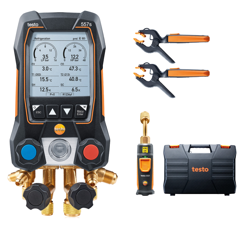 testo 557s manometerställ med 4-vägs ventilblock