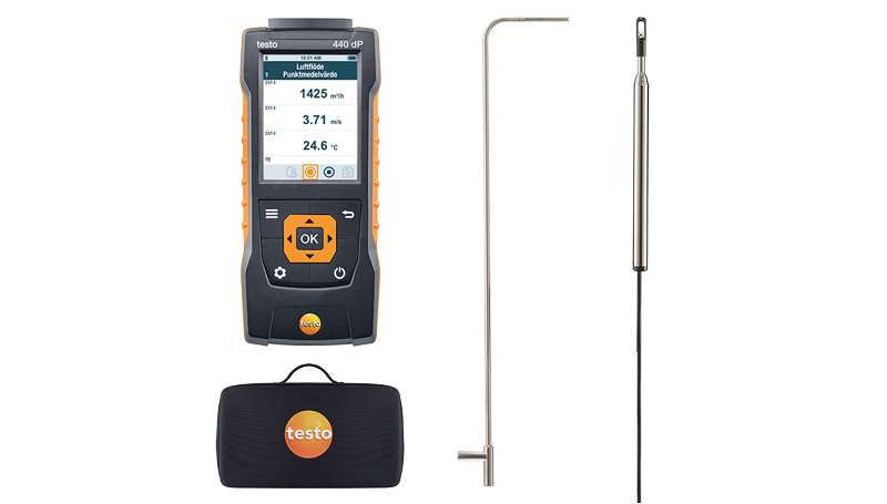 testo 440 dP – mätset med varmtrådsgivare och pitotrör 0140 4400